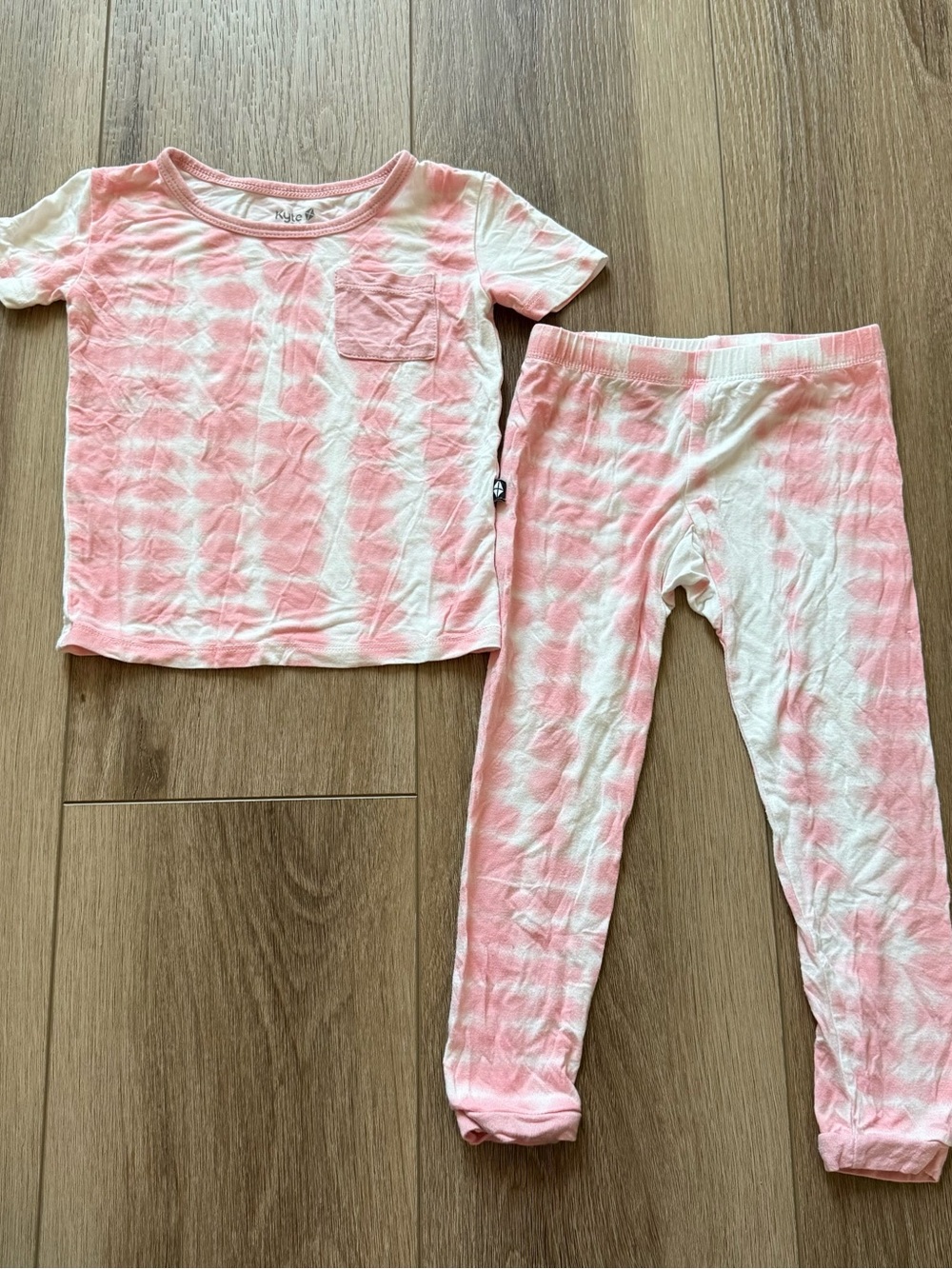 Kids Kyte baby bamboo  Pink Tie-Dye Short Sleeve Pajama Set 18/24m